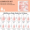 Goiern 120 Pieces Press On Almond Nails Short False Nails