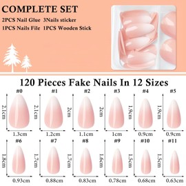 Goiern 120 Pieces Press On Almond Nails Short False Nails Ombre Nude False Nails Short Almond Nails Press On Nails Shiny Nail Tips