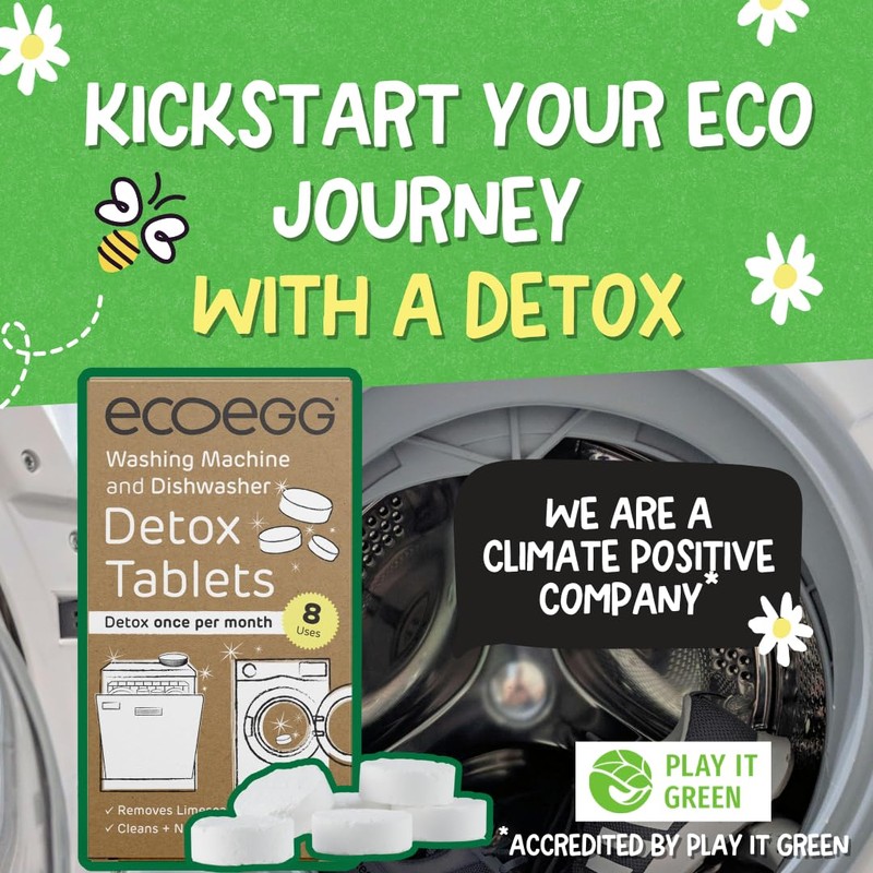 Ecoegg Detox Tablets for Washing Machine and Dishwasher, 8 Tablets,