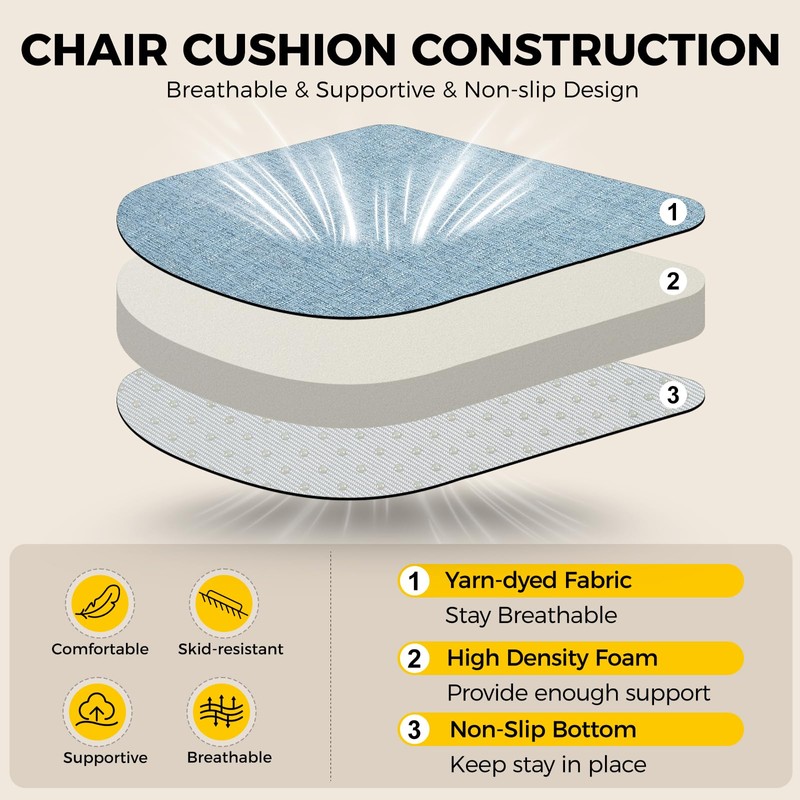 downluxe Indoor Chair Cushions for Dining Chairs, Soft and Comfortable