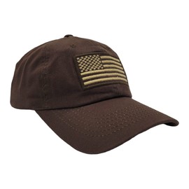 Altis Apparel USA Flag Cotton Baseball Cap (Cotton Embroidered, Brown)