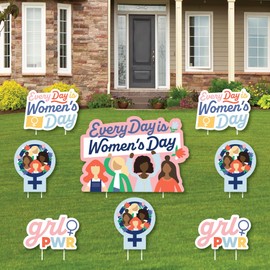 Big Dot of Happiness Women's Day - Yard Sign and Outdoor Lawn Decorations - Feminist Party Yard Signs - Set of 8