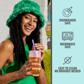 GoSili Reusable Silicone Straws, Reusable Silicone Travel Straw with Keychain Case, Flexible, Collapsible Straws for Tumblers Dishwasher Safe, No-brush Needed, Teal