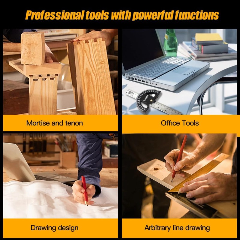 Antesen 12in Angle Gauge Measurement Woodworking Scribing Angle Ruler Precision