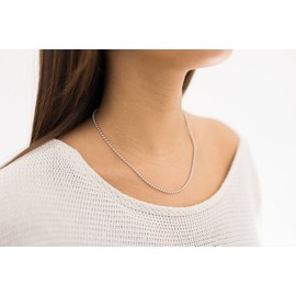 Materia #K10 2.7 mm Ball Chain 925 Silver High Gloss Women's Necklace in 40-70 cm with Box, Sterling Silver