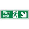 V Safety Fire Exit Arrow Down Right Sign - Landscape