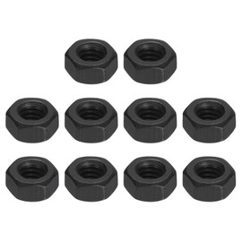 sourcing map 1/4-20 Hex Nuts, Carbon Steel Grade 8.8 Black Oxide Hexagon Nut for Screw Bolt, 10 of Pack