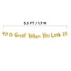 40 Is Great When You Look 28 Gold Glitter Banner