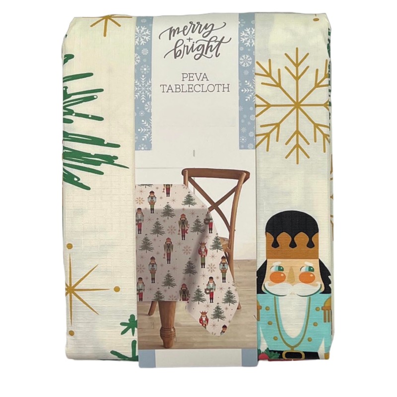 Serafina Home NUTCRACKER REUSABLE VINYL TABLECLOTH FLANNEL BACK 52" X
