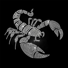 ANATTASOUL White Rhinestone Iron on Transfer Scorpion Bling Diamond Hotfix Patches for Clothes, Large Iron On Sequin Applique for Jeans Jacket Caps Bag T-Shirts Shoes DIY Decor