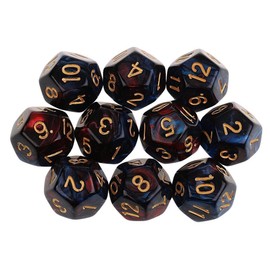 Yourandoll 10pcs Polyhedral Dice D12 Dice 12 Dice for Dungeons and Dragons, DND, TRPG, MTG and More Table Games (Red Blue)