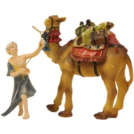 FADEDA 2 x Jok Camel with Driver, Height: 12 cm, Hand-Painted, Detailed Nativity Figures, Christmas Table Decoration, Nativity Accessories