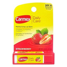 Carmex Bálsamo labial hidratante Click-Stick SPF 15 fresa 0.15 oz (paquete de 12)