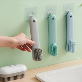 MEIJMJIA - Washing Brush, Cleaning Brush with Extra Hard Bristles for Cleaning Clothes, Shoes, Tiles, Kitchen, Bathroom(White/with Handle)