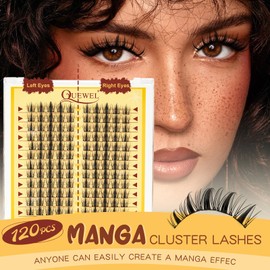 QUEWEL Manga Lash Clusters Fairy Lash Clusters DIY Individual Lashes Eyelash Extension False Eyelashes Natural&Mega Styles Soft for Personal Makeup Use at Home(Manga-DH)