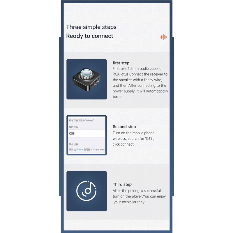 Bluetooth 5.0 Receiver DC 5V/1A Driver Free 2.4 to 2.48GHz