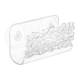 InterDesign Blumz Kitchen Sink Suction Holder for Sponges, Scrubbers, Soap - Clear