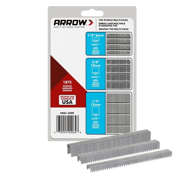 Unbranded Heavy-Duty Staples, Sizes 1/4", 3/8", and 1/2", 1,875 Count,