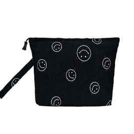 ZOEMTIU Small Makeup Bag with Pocketes and Zipper Corduroy Makeup Pouch for Purse Travel Corduroy Cosmetic Organizer Toiletry bag for Women