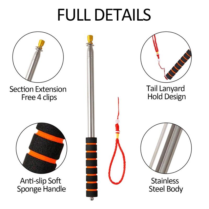 Cipszoely 8.2FT Telescopic Flag Pole Portable Handheld Flag Poles with