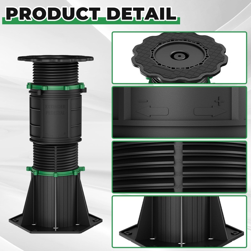 4 Pack Adjustable Bed Support Legs - 6.6"-9.8" Height Frame