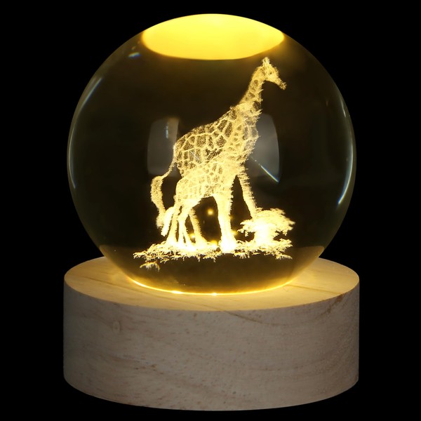 XIANNVXI 3D Giraffe Crystal Ball Light Giraffe Paperweight Giraffe Gifts