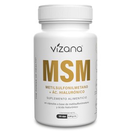 VIZANA NUTRITION | MSM + Ácido Hialurónico en Cápsulas HPMC Vegetarianas (120 Caps-840 mg)
