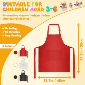 Milifox Kids Apron with Pockets 2 Pack Adjustable Children Chef Apron Art Smock for Painting Cooking Baking Craft Kitchen Classroom(2 Pack Black and Red)