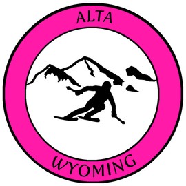 Athena Brands Alta, Wyoming - Extreme Sports Skier - Car Truck Window Sticker Decal - Hot Pink