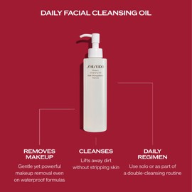 Shiseido Perfect Cleansing Oil - 300 mL - Lightweight Daily Cleanser for Soft, Dewy Skin - Removes Waterproof Makeup, Dirt & Impurities