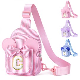 YOOLIFE Crossbody Bags for Girl Kid, Girls Kids Birthday Gifts Monogram Sling Bags for Kid Girls Preppy Stuff Gifts for Kids Friend Sister Daughter Birthday Gift (Pink C)