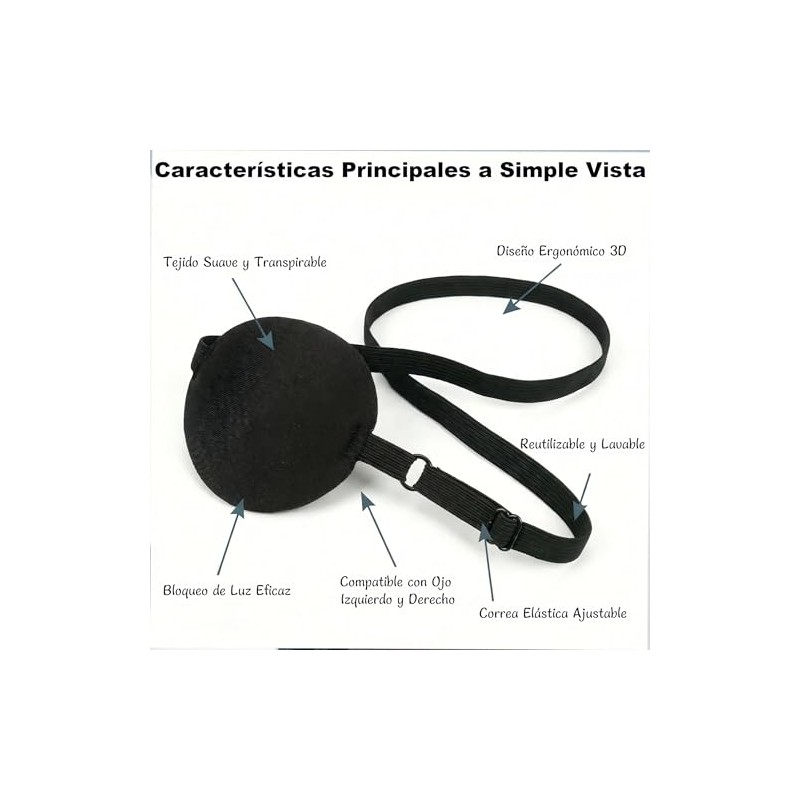 Parches para Ojos 6 Pzas,Parche para Ojos 3D Ajustable, para