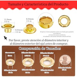 Timotech Kit de Ojales Metálicos 803 Piezas, Alicates de Perforación de 1/4 pulg, Ojales con Arandelas en Color Oro y Plata, Kit para Manualidades, Pr