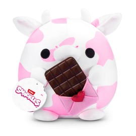 ZURU Snackles 8-inch Plush Valentine's Edition, Cuddly Squishy Comfort with Valentine's Snack Accessory (Cow & Chocolate)
