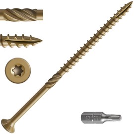Wensilon #12 * 6" Extended Deck Screws, (64 pcs) 2 lbs.Lengthen Exterior Wood Screws, Rust Resistant epoxy Coated, Bronze, T30 Star Bit