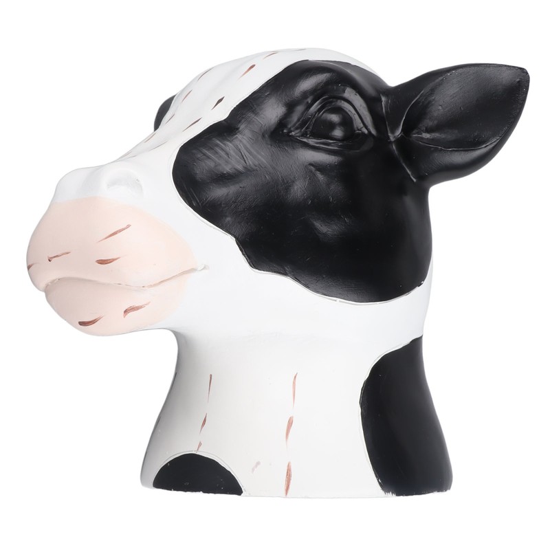 Black White Cow Head Wearing Glasses Statues Resin Stable Glasses