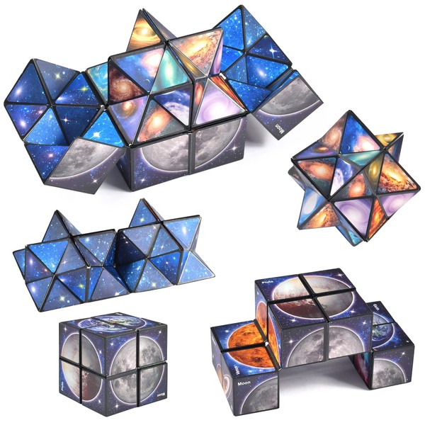 FGen 2 in 1 Star Clear Sky Magic Cube Infinity Magic Cube Star Clear Sky Stress Relief Toy for Children Adults (A)