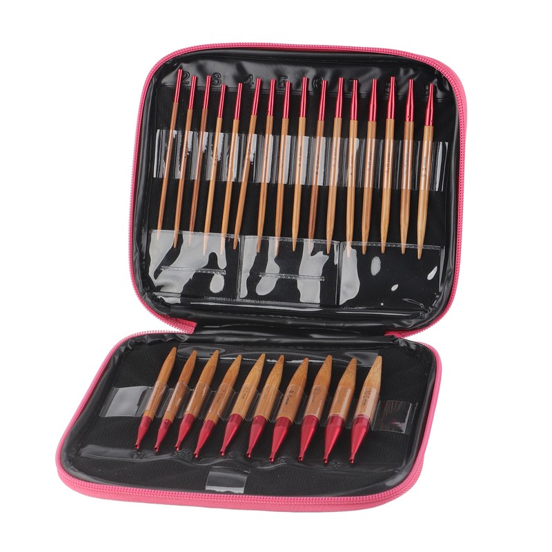 Interchangeable Carbonized Bamboo Needles Set Aluminum Circular Knitting Needles Ring