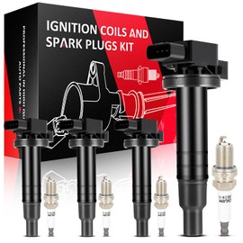 SCITOO 4 ignition coils with 4 iridium Spark Plugs for Scion for Toyota Echo Prius Camry Yaris 2001 2002 2003 2004 2005 2006 2007 2008 2009 xA xB 2004 2005 2006 1.3 1.5 L4 C1304 UF316T UF316