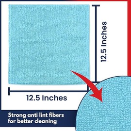 USANOOKS Microfiber Cleaning Cloth - 12Pcs 12.5x12.5 inch High Performance - 1200 Washes, Ultra Absorbent Towels Grip Root Weave Grime & Liquid for Streak-Free Mirror Shine.