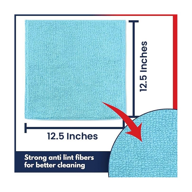 USANOOKS Microfiber Cleaning Cloth - 12Pcs 12.5x12.5 inch High Performance