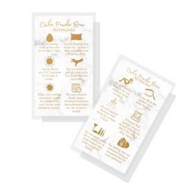 Ombre Powder Brow Aftercare Instructions Cards | 50 Pack | Double Sided Size 2x3.5" inches Business Card | Marble Look and Gold Design