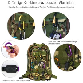 com-four® 5 x Carabiner Small – Carabiner Hook with Screw Lock – Safety Carabiner – Key Ring – 7.5 cm (Pack of 05 – Colourful)