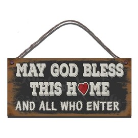 Wooden Sign May God Bless This House And All Who Enter