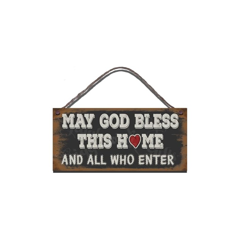 Wooden Sign May God Bless This House And All Who