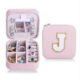 VigorVaul Jewelry Travel Organizer Box for Girls Women,J Initial Travel Jewelry Case|Necklace Organizer Earrings Organizer Ring Organizer|Birthday Gifts for Women Mom Grandma
