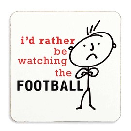 60 Second Makeover Limited Men's I'd Rather Be Watching The Football Coaster Cork Backed Fathers Day Husband Dad Uncle Grandpa