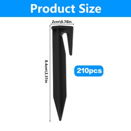 Ground Pegs for Robotic Lawnmower Boundary Cable, 210 Pieces Ground Hooks Ground Spikes Hooks Nails Ground Anchor for Robotic Lawnmower Lawn Boundary Wire Accessories, Compatible with Husqvarna