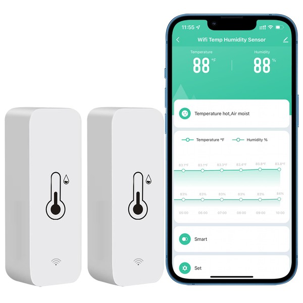 PHOVOLT WiFi Thermometer Hygrometer Sensor, Wireless Smart Temperature Humidity Monitor