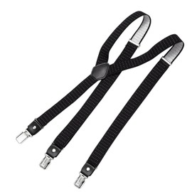 DonDon Men's Narrow 2.5 cm Braces with 3 Extra Strong Y Shaped Braces Clips - Elastic and Adjustable Length, Polka dot black white